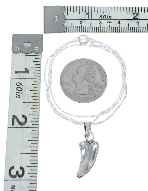 Navajo Sterling Silver Leaf Pendant 16" Box Italian Chain Necklace Set X10680